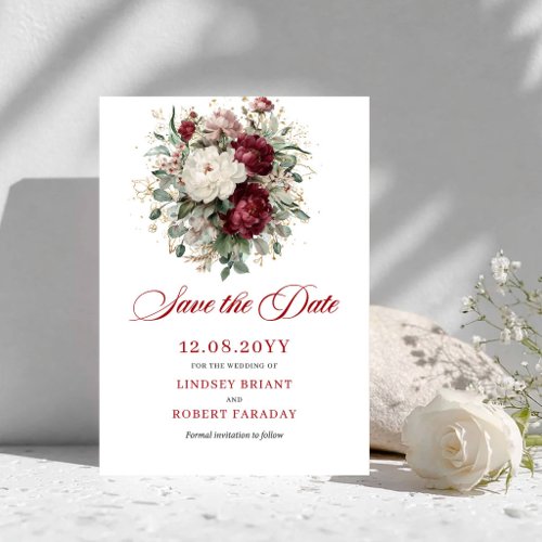 Refined Blush Burgundy Gold Save The Date