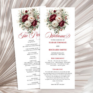 Refined Blush Burgundy Gold Wedding Program