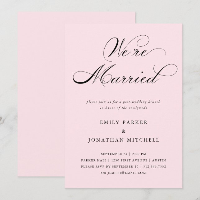 Refined | Blush Pink Post-Wedding Brunch Invitation (Front/Back)