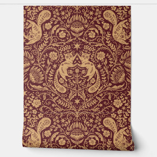 Refined Bohemian Cats - Moody Red Wallpaper