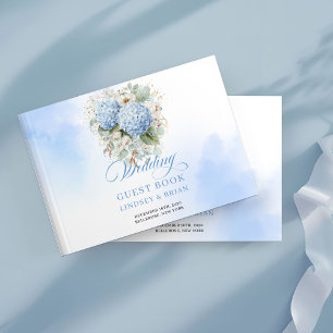 Refined Boho Blue Hydrangeas Eucalyptus Guest Book
