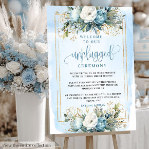 Refined Boho Dusty Blue Cream Floral Unplugged Foam Board