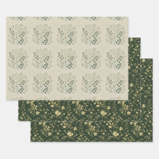 Refined Botanical Wrap with Accent Decoupage Wrapping Paper Sheets