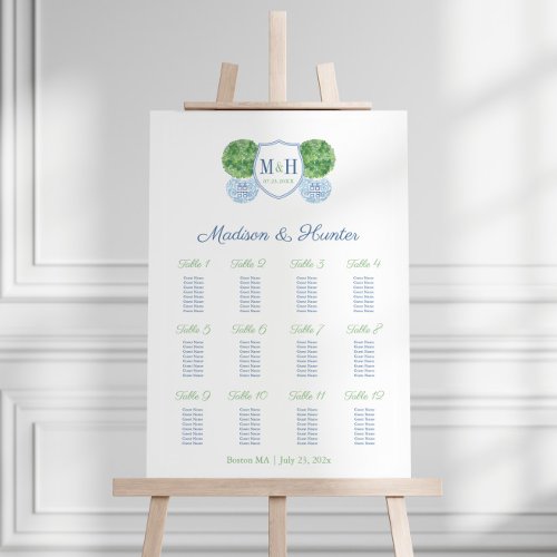 Refined Boxwood 12 Tables Wedding Seating Chart Foam Board