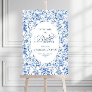 Refined Bridal Shower Royal Blue Floral Welcome Foam Board