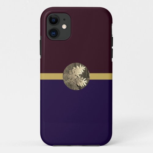 Refined Burgundy Navy Blue Evergreen Photo iPhone 11 Case