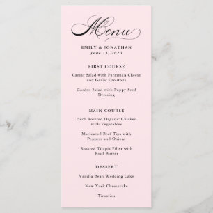 Refined Calligraphy on Blush Pink Menu