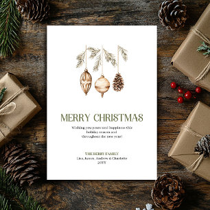 Refined Christmas Ornament Sage Beige Minimal Card