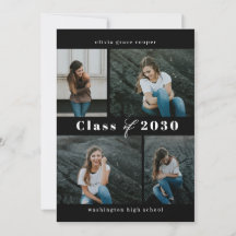 Refined Collage EDITABLE COLOR Graduation Invitati