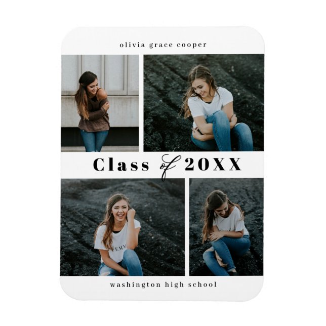 Refined Collage EDITABLE COLOR Graduation Magnet (Vertical)