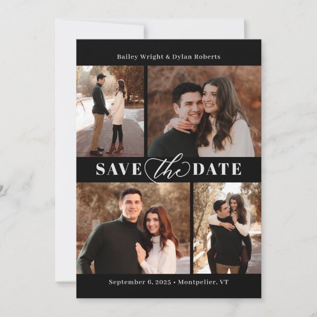 Refined Collage Editable Color Save The Date Card (Front)