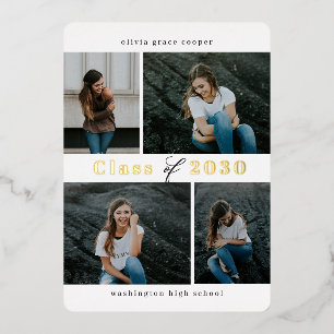Refined Collage Foil Graduation EDITABLE COLOR Foil Invitation