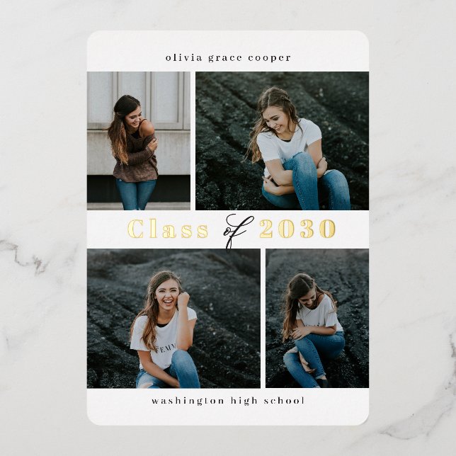 Refined Collage Foil Graduation EDITABLE COLOR Invitation (Front)