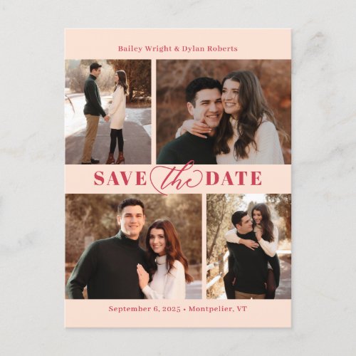 Refined Collage Modern Save The Date Postcard