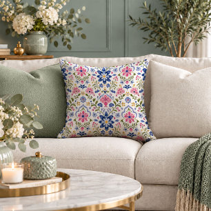 Refined Colorful Folk Floral Accent Pillow Style