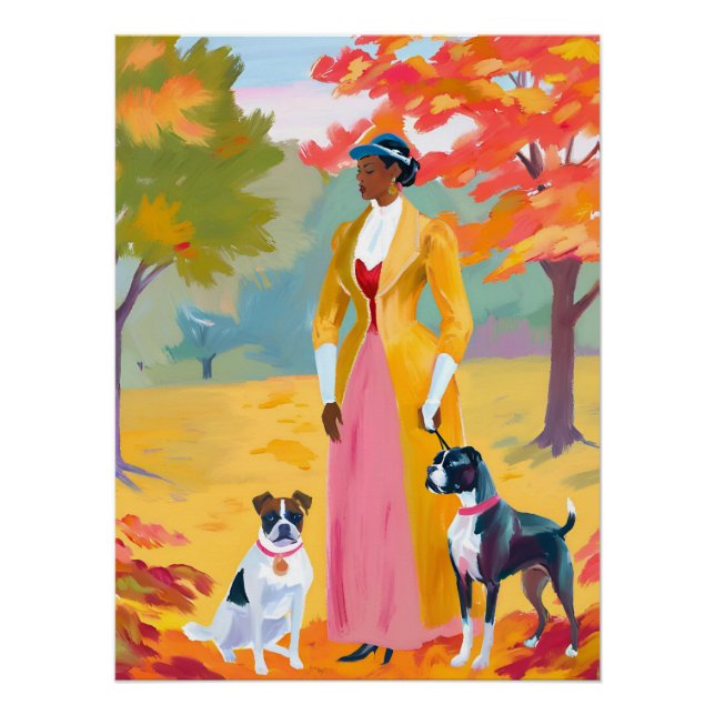 Refined Companions: Afro Woman and Dog in Regency Poster (Front)
