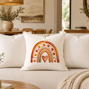Refined Copper Autumn Rainbow Accent Pillow Art