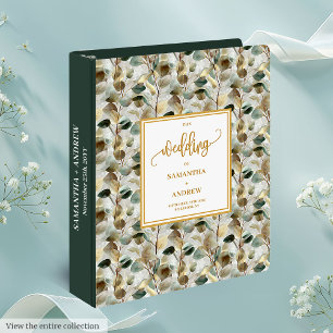 Refined Dark Green Gold Greenery Memory Album 3 Ring Binder