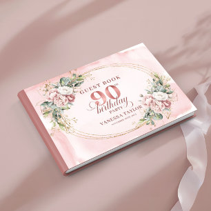 Refined Dusty Pink Gold Greenery 90th Sign In Book