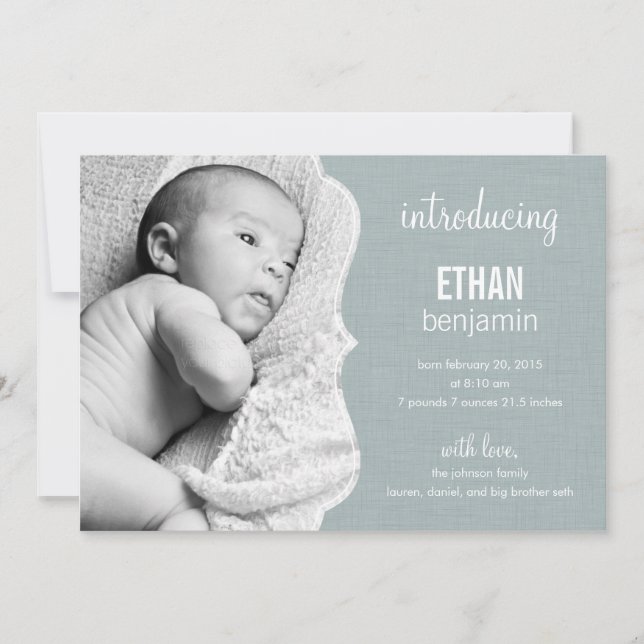 Refined Elegance Baby Birth Announcement (Front)