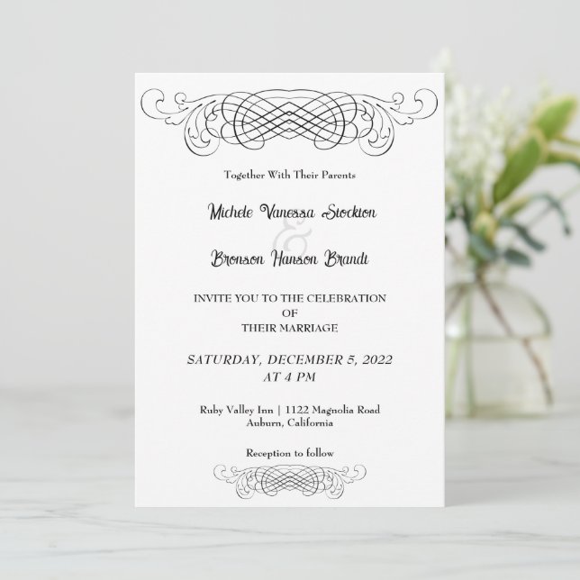 Refined Elegance Wedding Invitation (Standing Front)