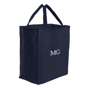 Refined Elegant Custom Monogram Embroidered Tote Bag
