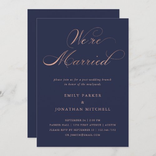 Refined  Faux Rose Gold Post_Wedding Brunch Invitation