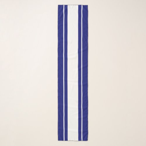 Refined Fun Royal Navy Blue White Racing Stripes Scarf