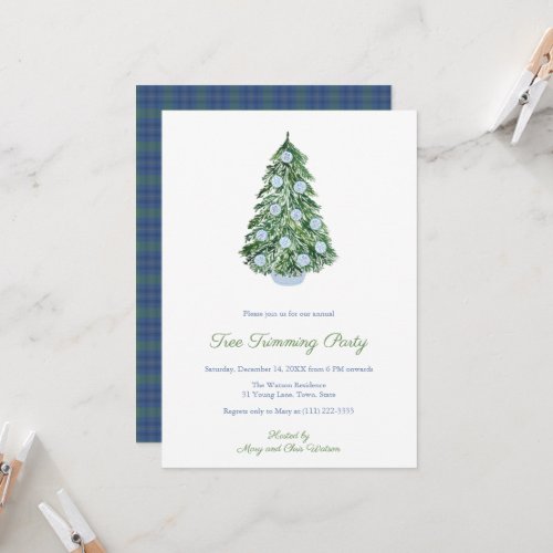 Refined Ginger Jar Tree Trimming Holidays Party Invitation