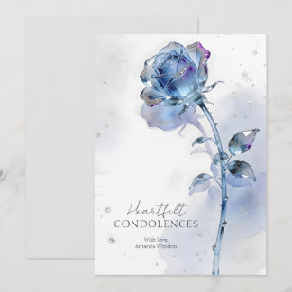Refined Glass Blue Rose Condolence Sympathy AML26