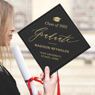 Refined Gold Color Lettering Class of 2025 Graduation Cap Topper