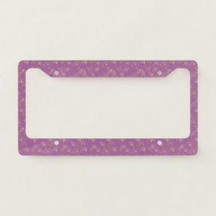 Refined Gold Ginkgo Leaf Motif on Purple Hue License Plate Frame