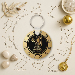  Refined Gold Virgo Zodiac Wheel  Keychain
