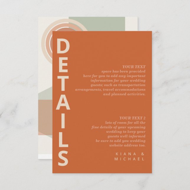 Refined Lines Geometric Details Terra Cotta ID983 Enclosure Card (Front/Back)