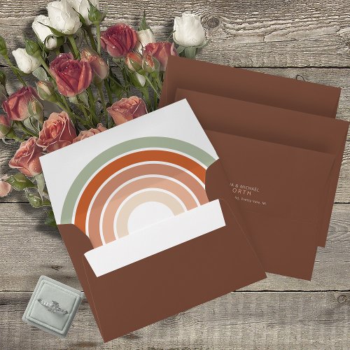 Refined Lines Geometric Wedding Terra Cotta ID983 Envelope