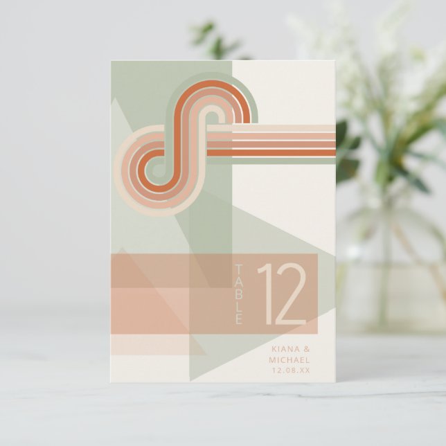 Refined Lines Geometric Wedding Terra Cotta ID983 Invitation (Standing Front)