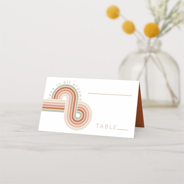 Refined Lines Geometric Wedding Terra Cotta ID983 Place Card (Front)
