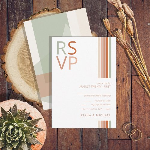 Refined Lines Geometric Wedding Terra Cotta ID983 RSVP Card