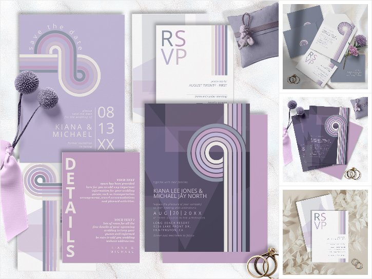 Refined Lines Geometric Wedding Violet