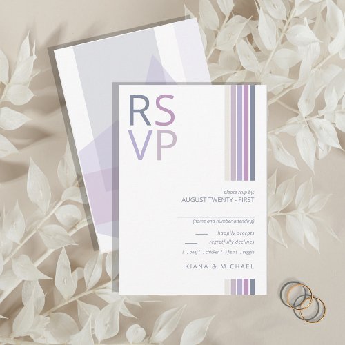 Refined Lines Geometric Wedding Violet ID983 RSVP Card