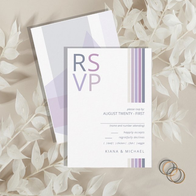 Refined Lines Geometric Wedding Violet ID983 RSVP Card (Creator Uploaded)