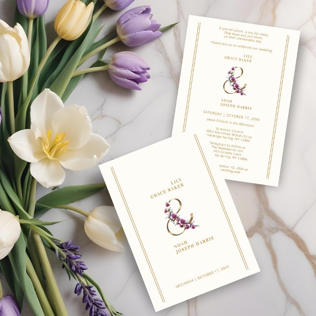 Refined Luxurious Minimalist Floral & Symbol Invitation (Refined Luxurious Minimalist Floral & Symbol Wedding Invitations Cards.)