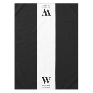 Refined Minimalist Monogram   Black Newly Wed Wedd Tablecloth