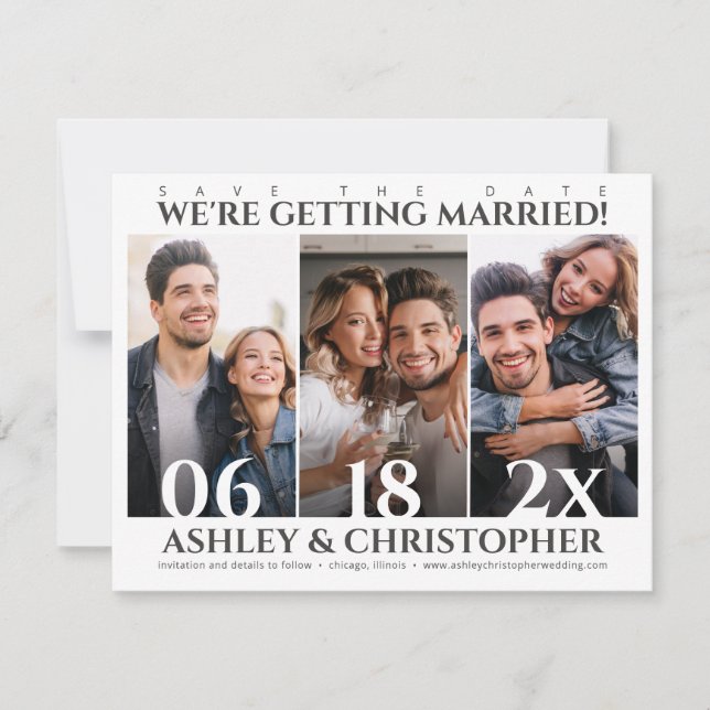 Refined Minimalist Photo Save the Date Card (Front)