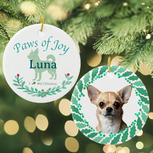 Refined Mint Chihuahua Personalized Christmas Ceramic Ornament