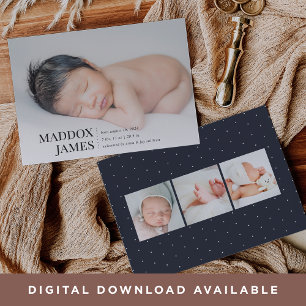 Refined Modern Photo Birth Announcement