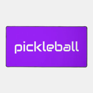 Refined Modern White PICKLEBALL On Bright Purple Desk Mat