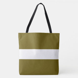 Refined Modern Wide Golden Olive White Stripes Tote Bag