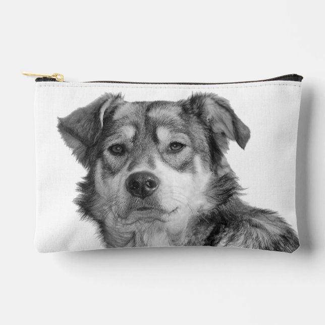 Refined Monochrome Large Mixed Breed Canine Accessory Pouch (Front)
