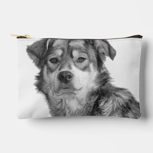 Refined Monochrome Large Mixed Breed Canine Accessory Pouch (Front)